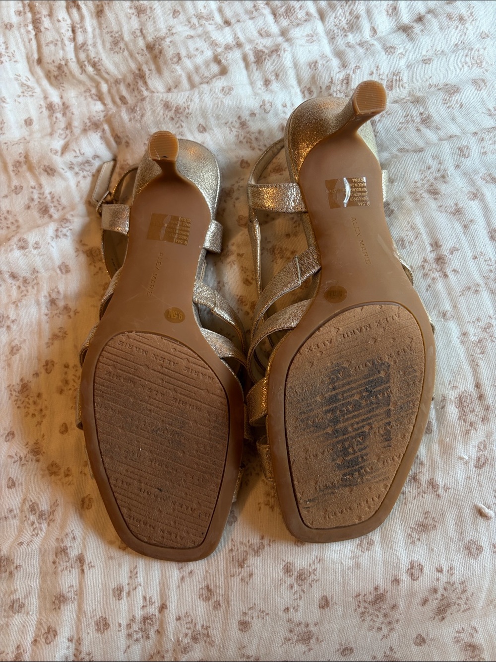 Alex Marie Metallic Gold Beaded Slingback Heels - Picture 9 of 12